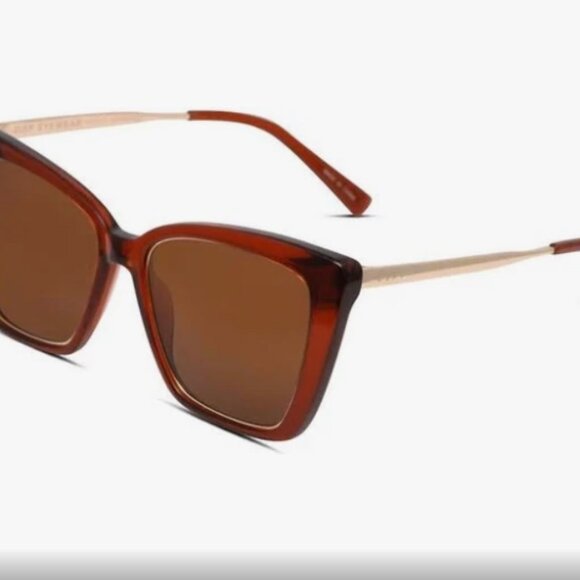 NEW DIFF EYEWEAR BECKY IV DEEP AMBER + TERRACOTTA CAT EYE POLARIZED SUNGLASSES - Picture 1 of 7